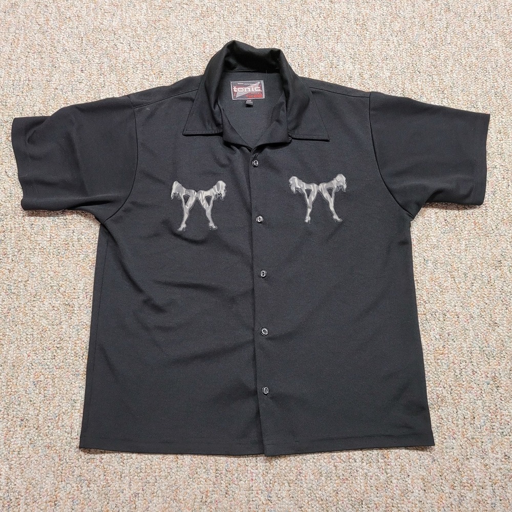 BC Ethic Shirt Mens Medium Black Button Up Short Sleeve Fly‎ Girl Lounge Tonic